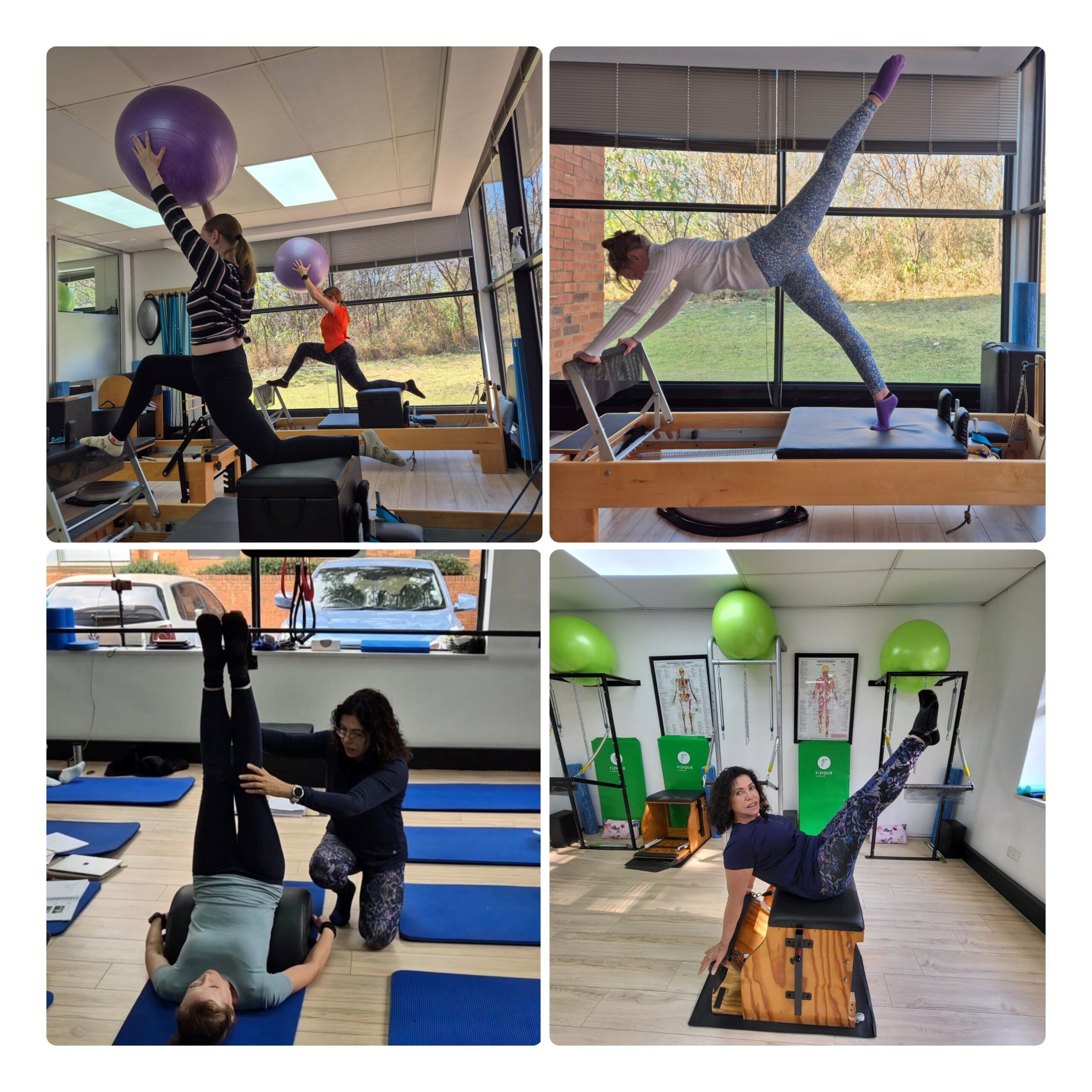 Pilates instructor guiding a client through an exercise at Pilates Dynamics in Randburg