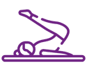 Purple line icon of woman doing Pilates